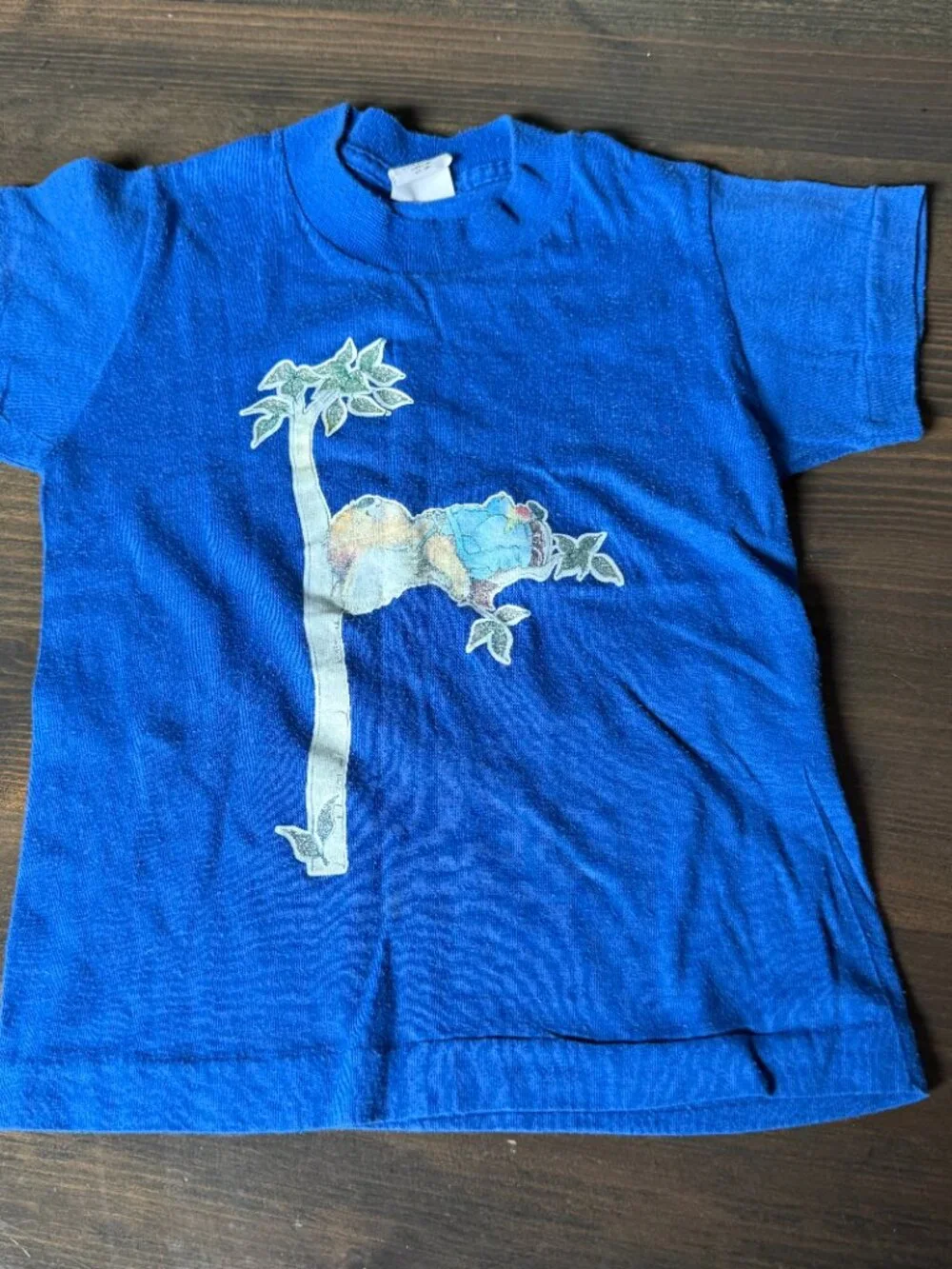 Vintage Single Stitch T Shirt Boys Small 5-6 Graphic Tee Koala Bear Blue